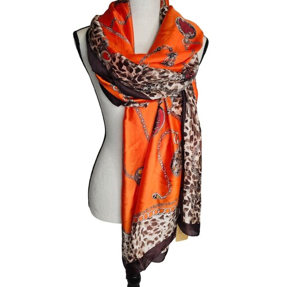 Scarf Fashion Accessories - Equestrian silk leopard scarf NWT Y2K brown boho